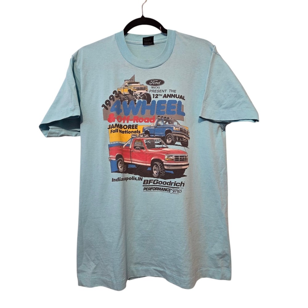 Vtg 1993 Ford 4 Wheel Off Road Truck T Shirt USA LG Single Stitch Screen Stars‎